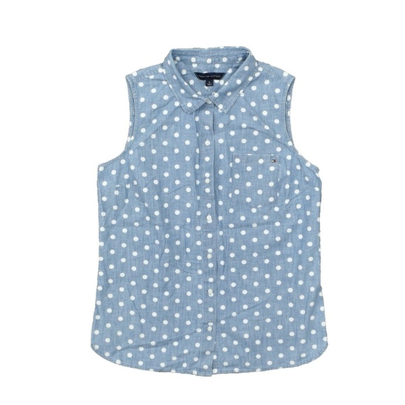 Tommy Hilfiger Blue Sleeveless Button Down Shirt - Picture 2 of 2